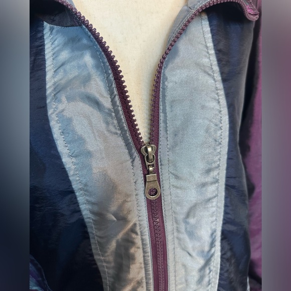 Sz M New York Classics nylon vintage retro track jacket full zip purple grey 90s - Picture 6 of 8